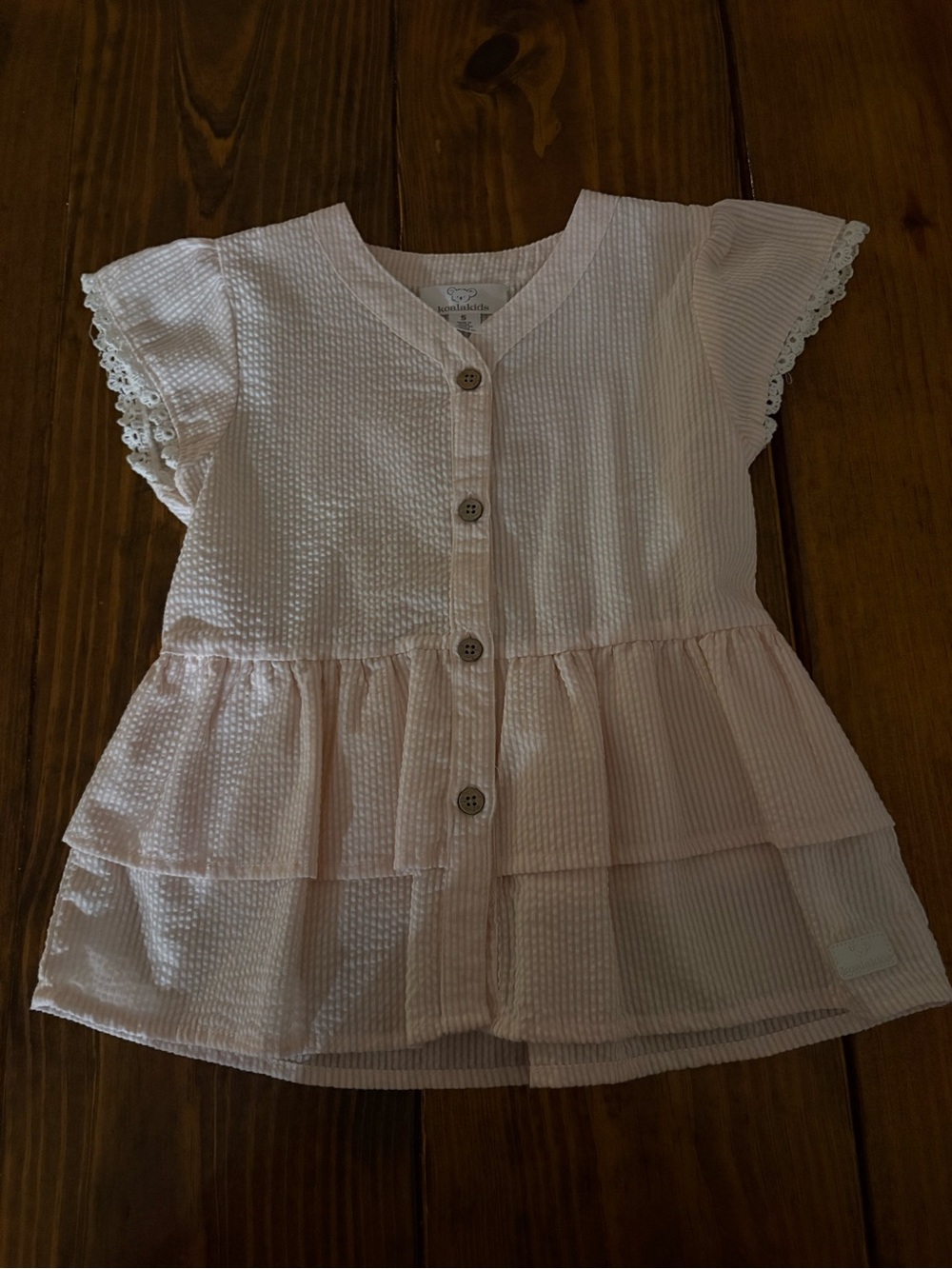 Koala Kids Light Pink Ruffle Button-Front Blouse